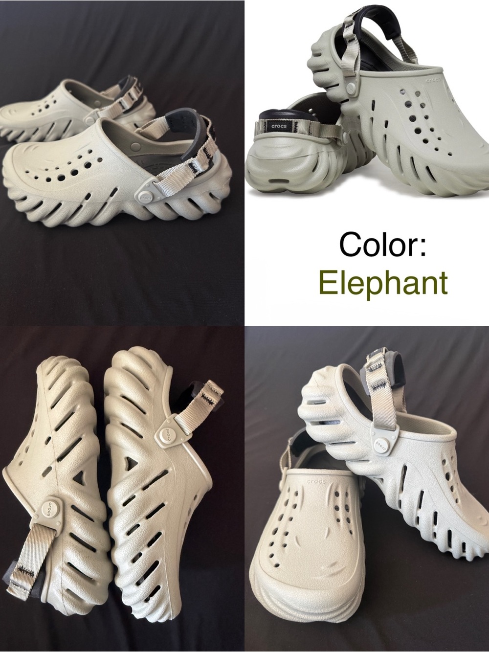 CROCS Echo Clog Strap-Back Sandal in Color ELEPHANT - Unisex Men 4 / Women 6